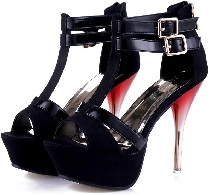 GATUXUS Open Toe Women Platform High Heel Shoes Strappy Pump for Party Prom