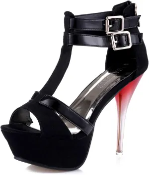 GATUXUS Open Toe Women Platform High Heel Shoes Strappy Pump for Party Prom
