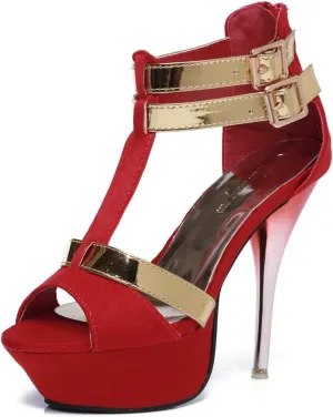 GATUXUS Open Toe Women Platform High Heel Shoes Strappy Pump for Party Prom
