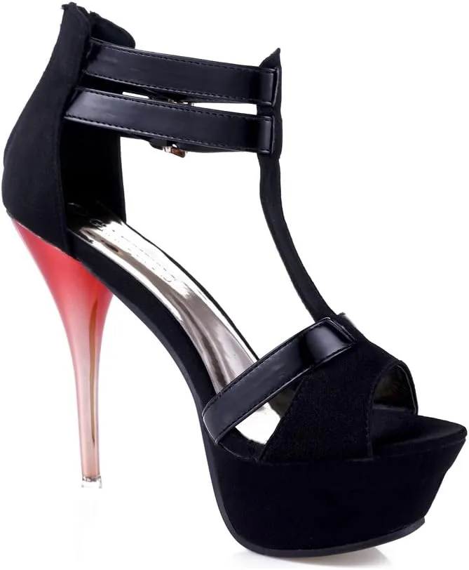 GATUXUS Open Toe Women Platform High Heel Shoes Strappy Pump for Party Prom