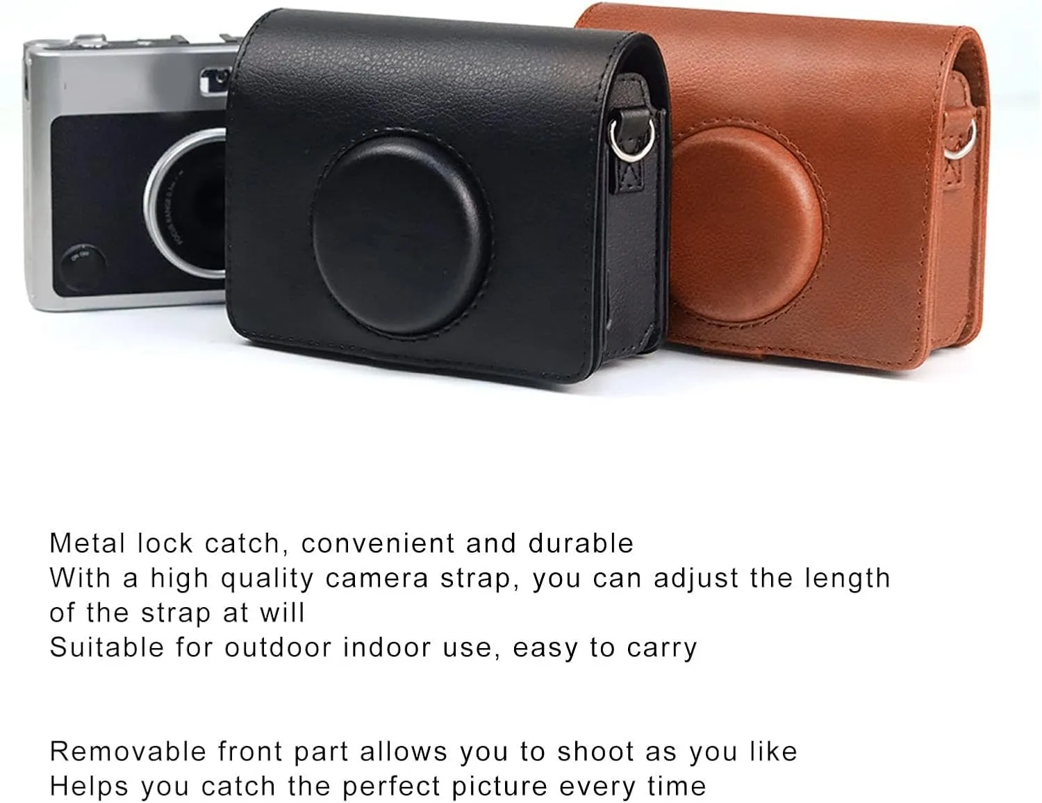 GCra Ion Bag CasePU Leather Cra Ion Bag for Cr for,Cra Case Fion PU Leather Ion Bag with Shoulder St for Fuji Cra Brown (Black)