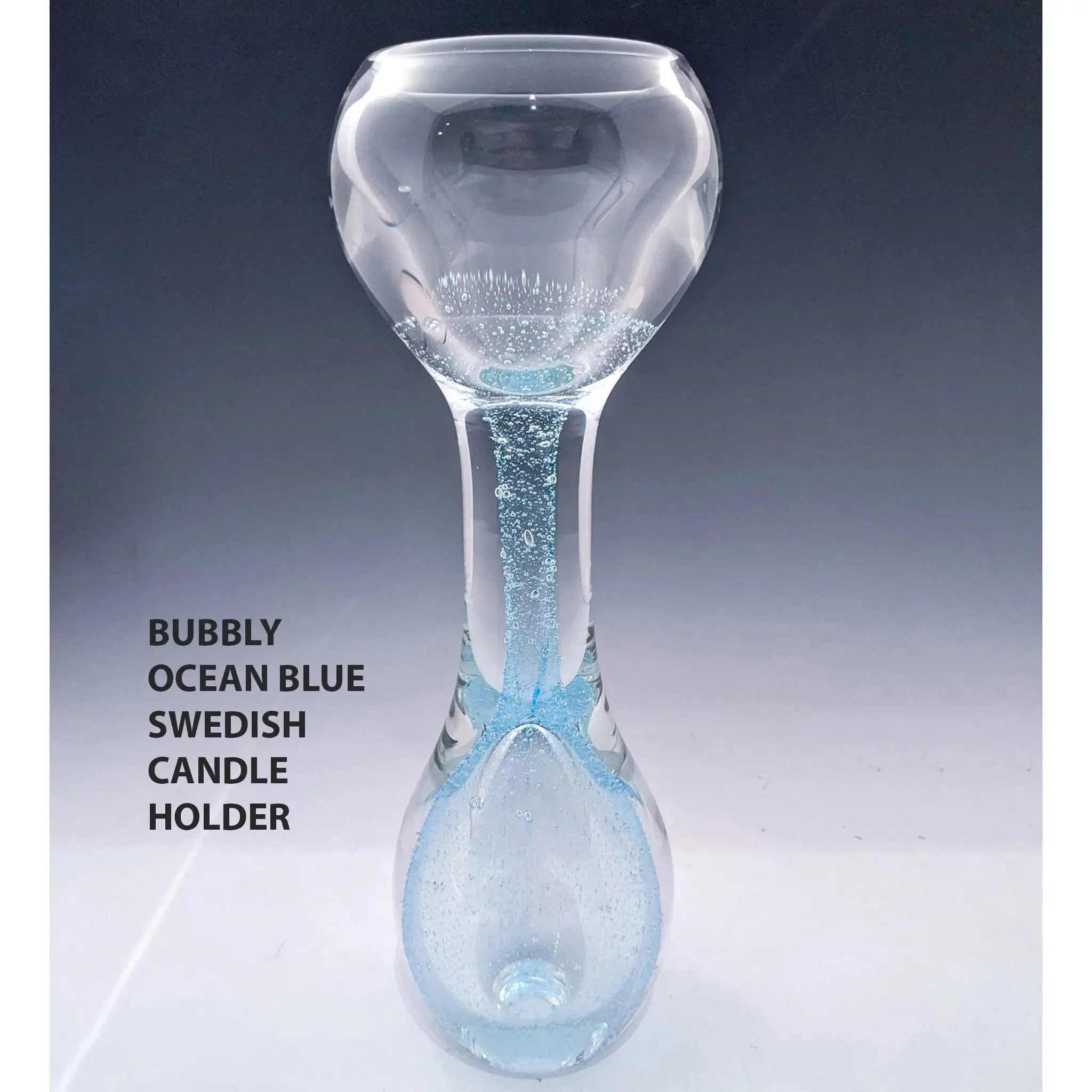 Gemstone Series Bubbly Swedish and Classic Swedish Candleholders by Jake Pfeifer of Hot Glass Alley
