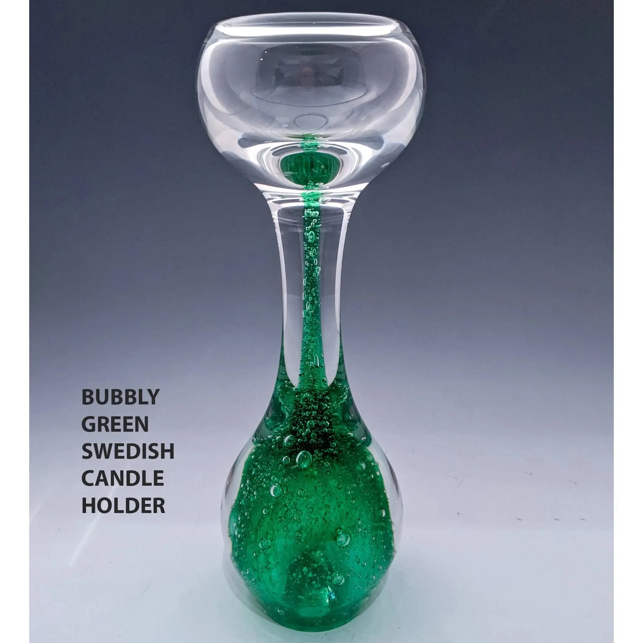 Gemstone Series Bubbly Swedish and Classic Swedish Candleholders by Jake Pfeifer of Hot Glass Alley