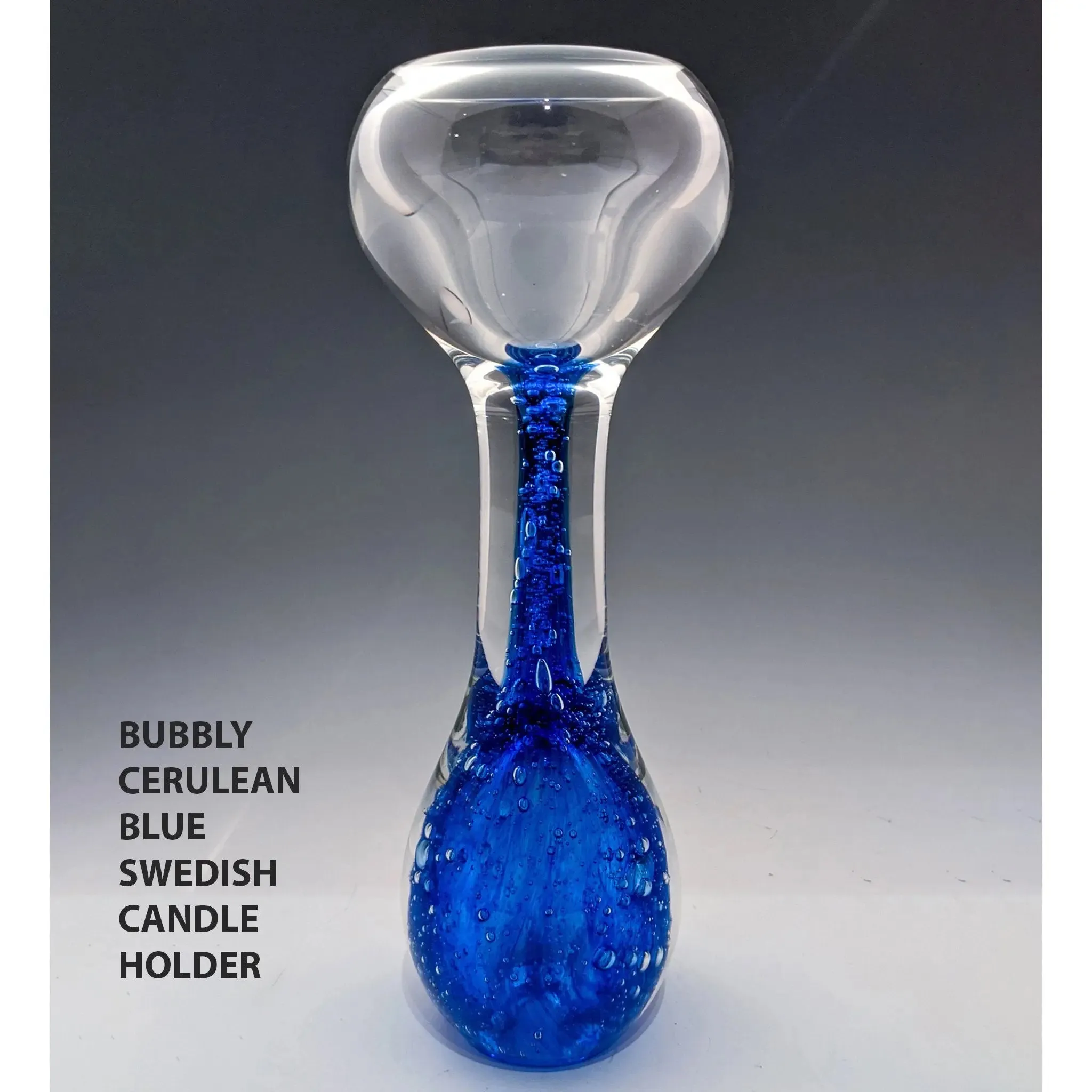 Gemstone Series Bubbly Swedish and Classic Swedish Candleholders by Jake Pfeifer of Hot Glass Alley
