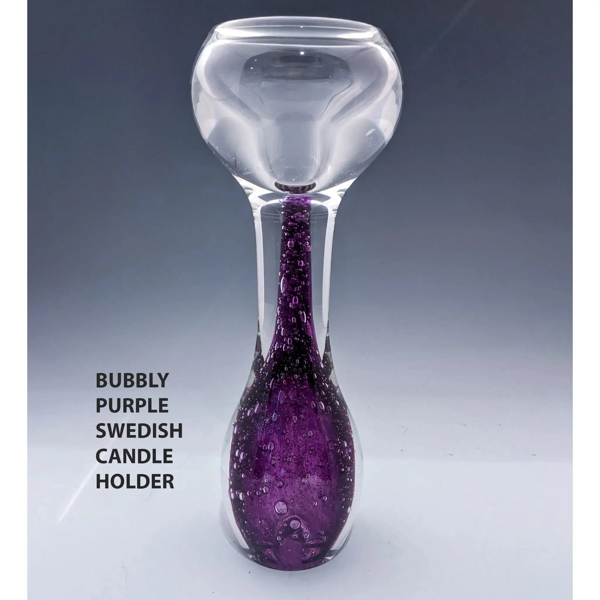Gemstone Series Bubbly Swedish and Classic Swedish Candleholders by Jake Pfeifer of Hot Glass Alley