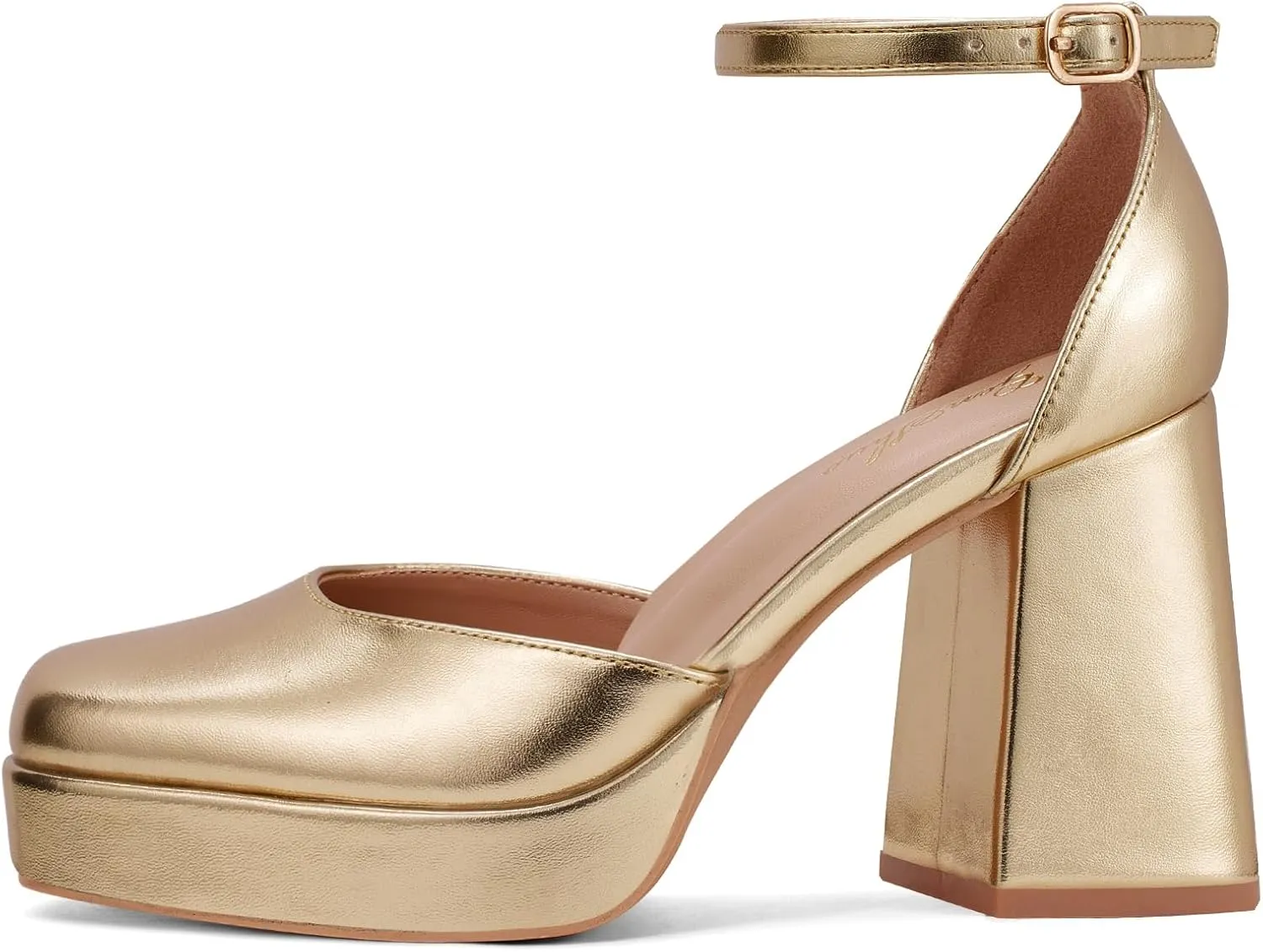 GENSHUO Women's-Platform-Chunky-Pumps Heels