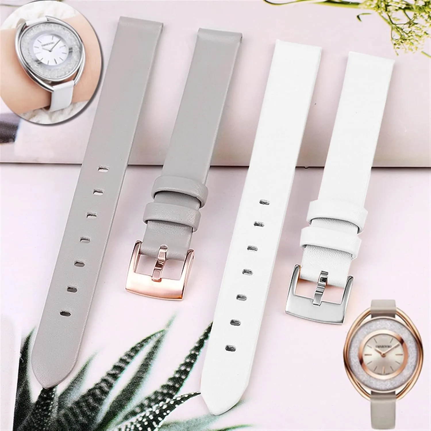 Genuine Leather Strap for Swarovski 5158517/5158544/5158972 WatchAccessories Fashion Bracelet 12mm Small Size Watch Strap Female