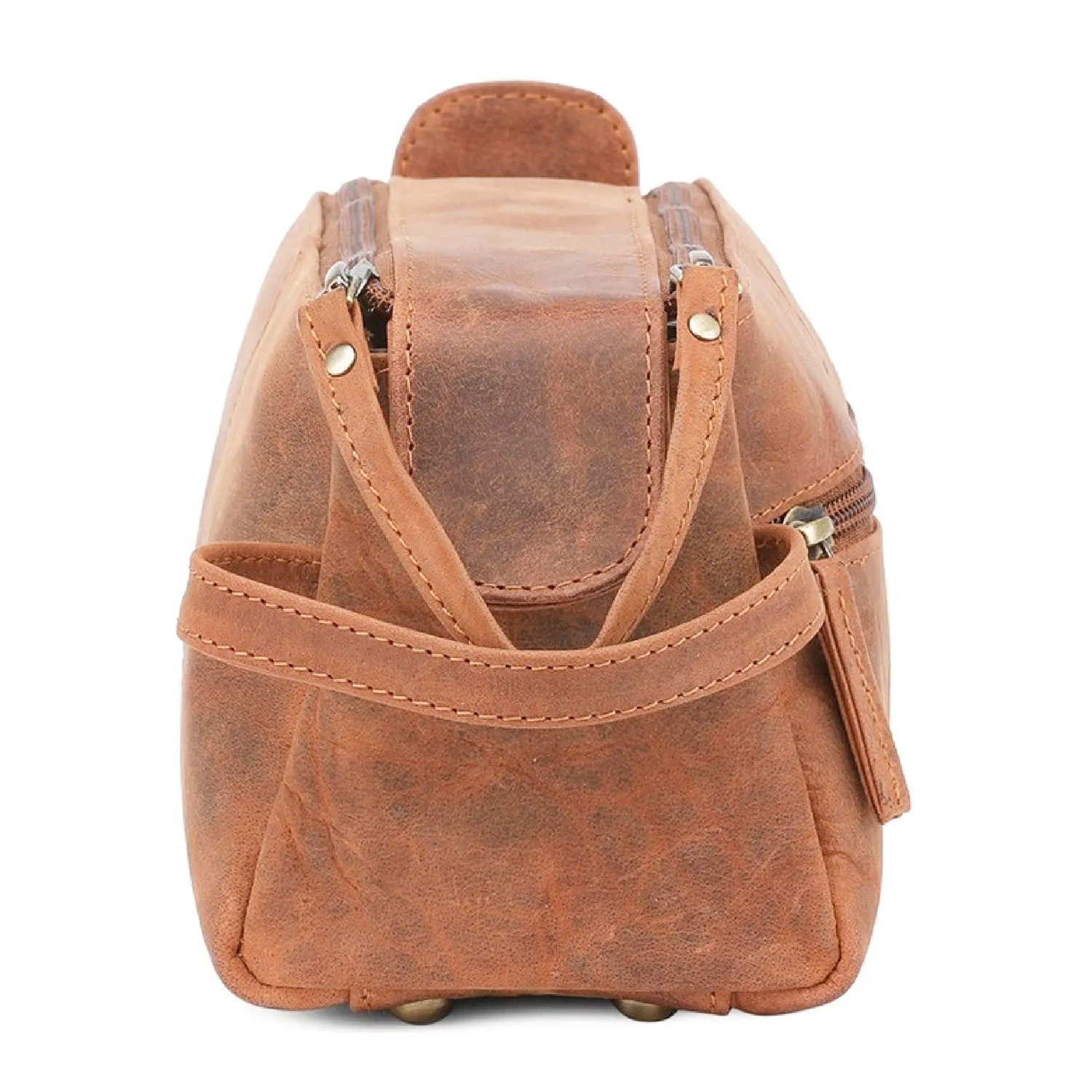Genuine Leather Travel Toiletry Bag (Brown)