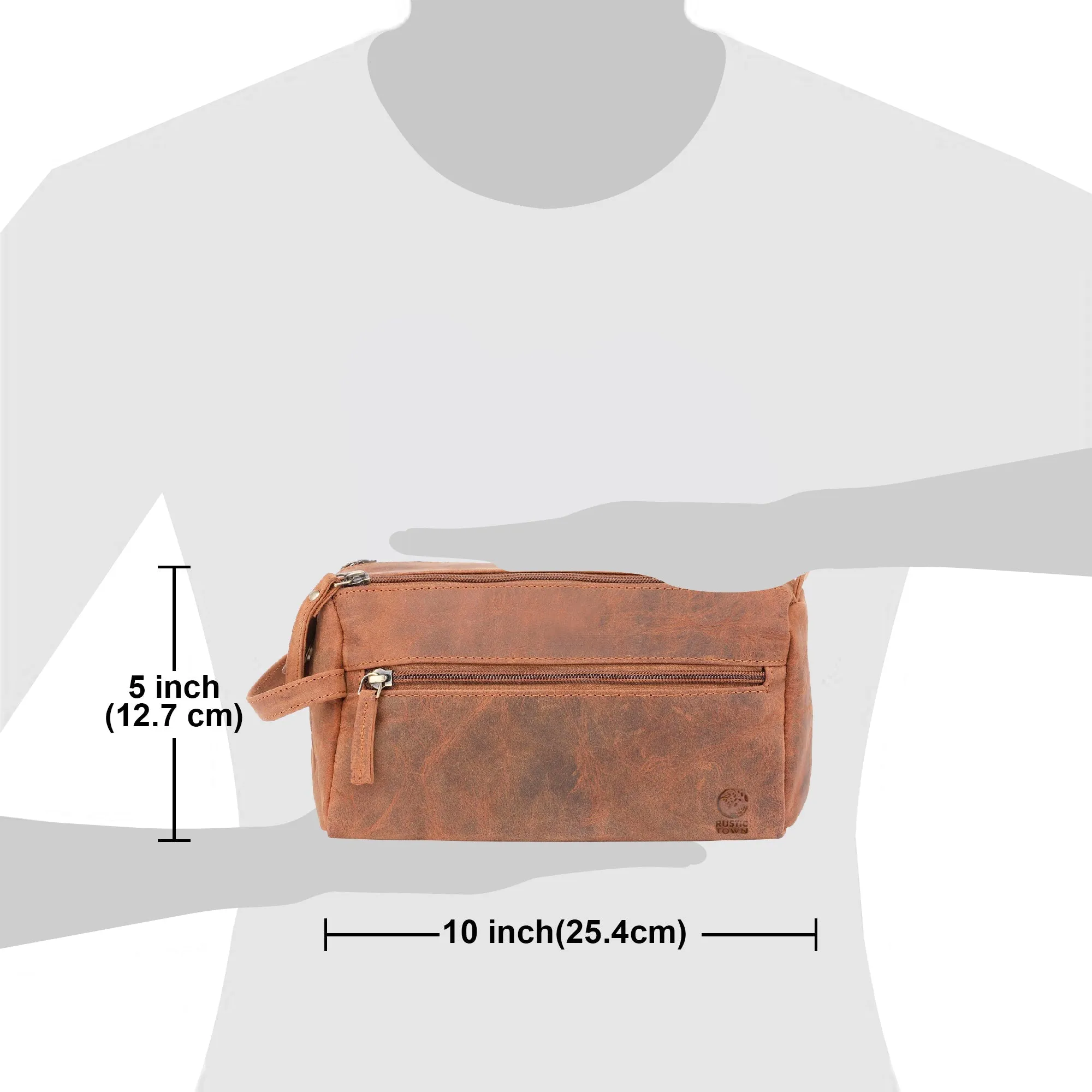 Genuine Leather Travel Toiletry Bag (Brown)