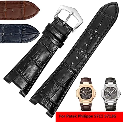 Genuine Leather Watch Band for Patek Philippe 5711 5712G Nautilus Watchs Men and Women Special Notch 25mm*12mm Watch Strap