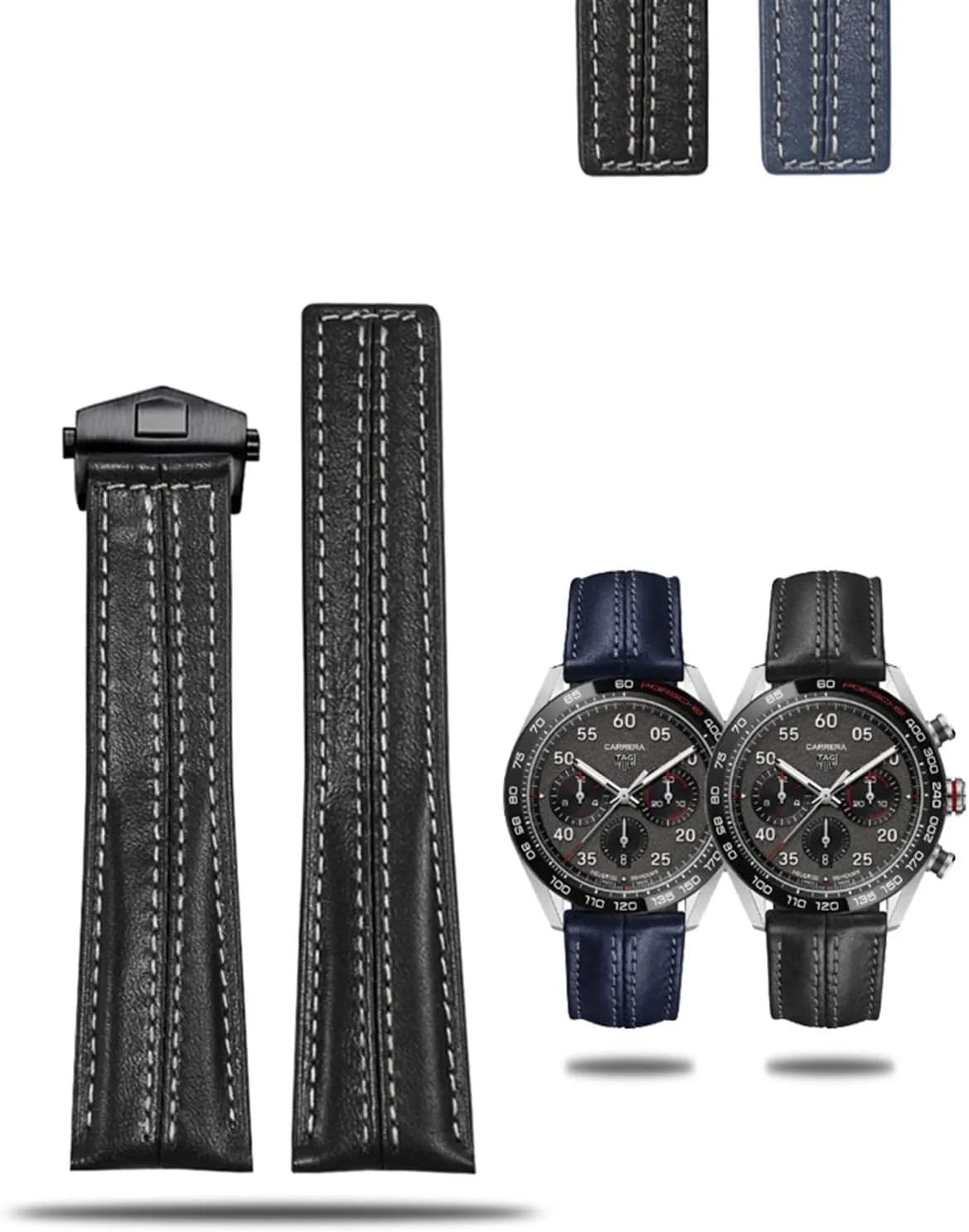 Genuine Leather Watchband For TAG Heuer Watch Strap Folding Buckle 20mm 22mm Cow Leather WatchBands