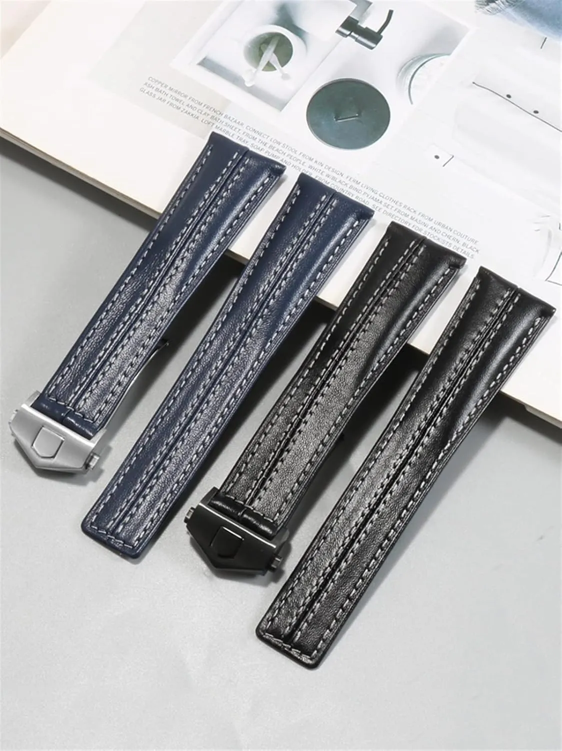 Genuine Leather Watchband For TAG Heuer Watch Strap Folding Buckle 20mm 22mm Cow Leather WatchBands