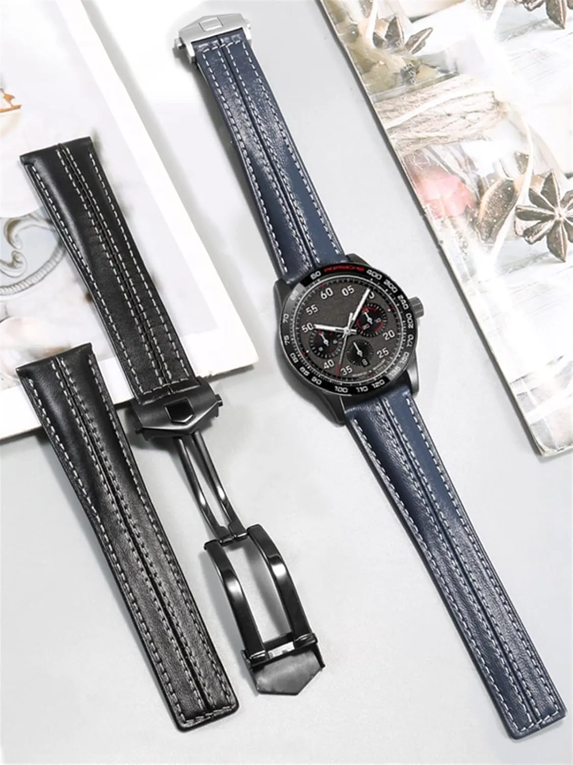 Genuine Leather Watchband For TAG Heuer Watch Strap Folding Buckle 20mm 22mm Cow Leather WatchBands