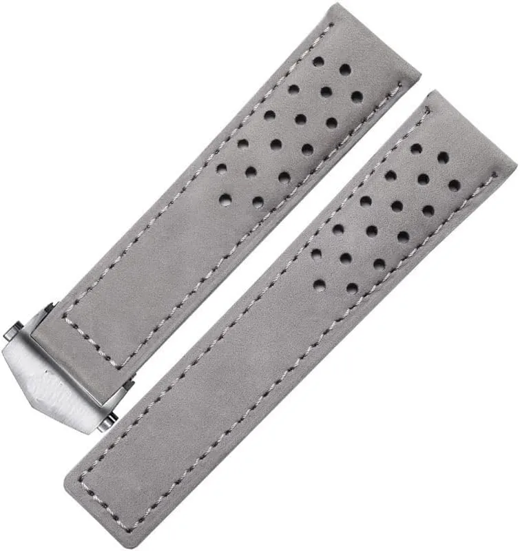 Genuine Leather Watchband for TAG Heuer Watch Strap with Folding Buckle 20mm 22mm Gray Black Brown Cow Leathr Band