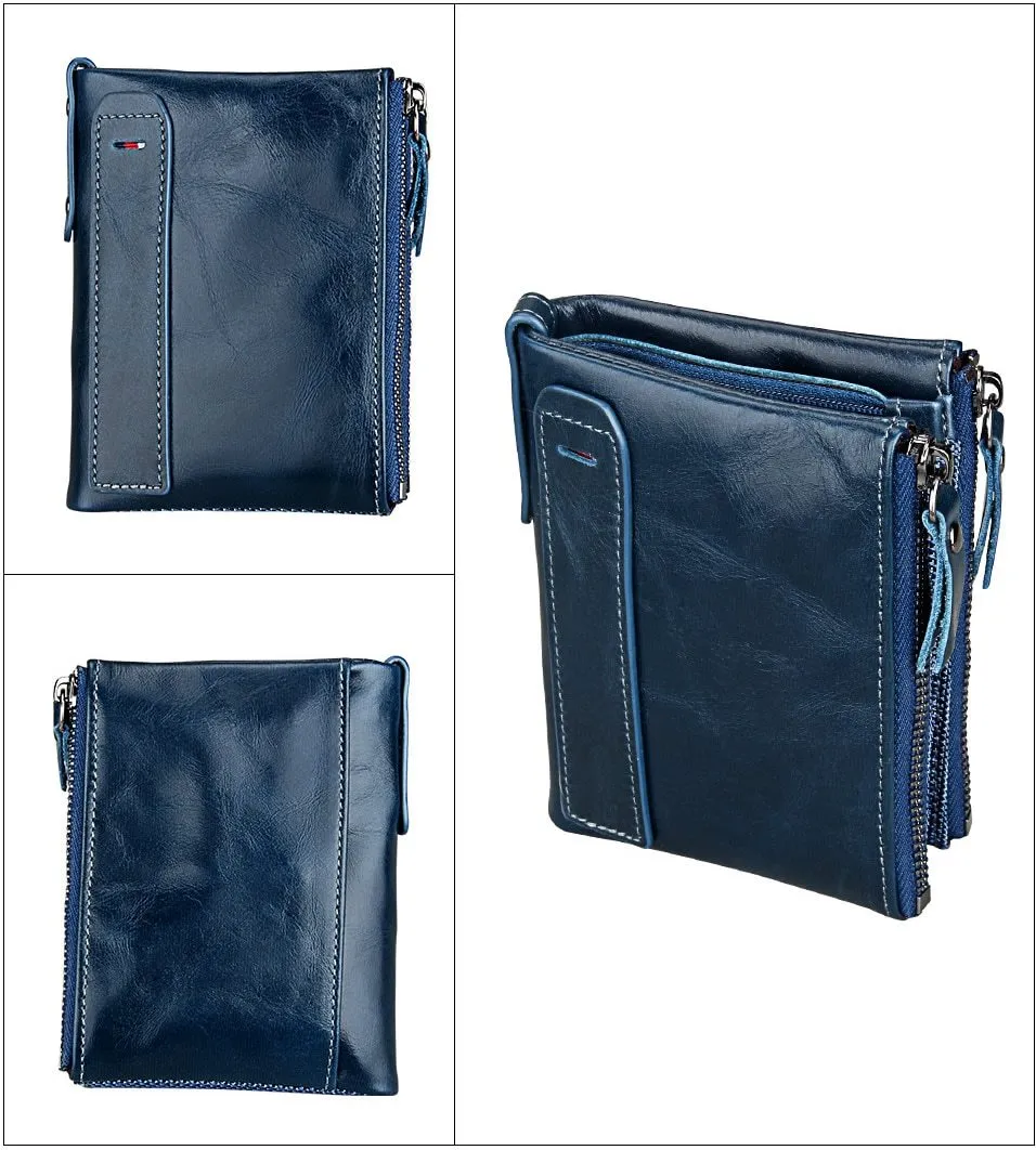 Genuine Leather Zipper Wallet - 5 Colors