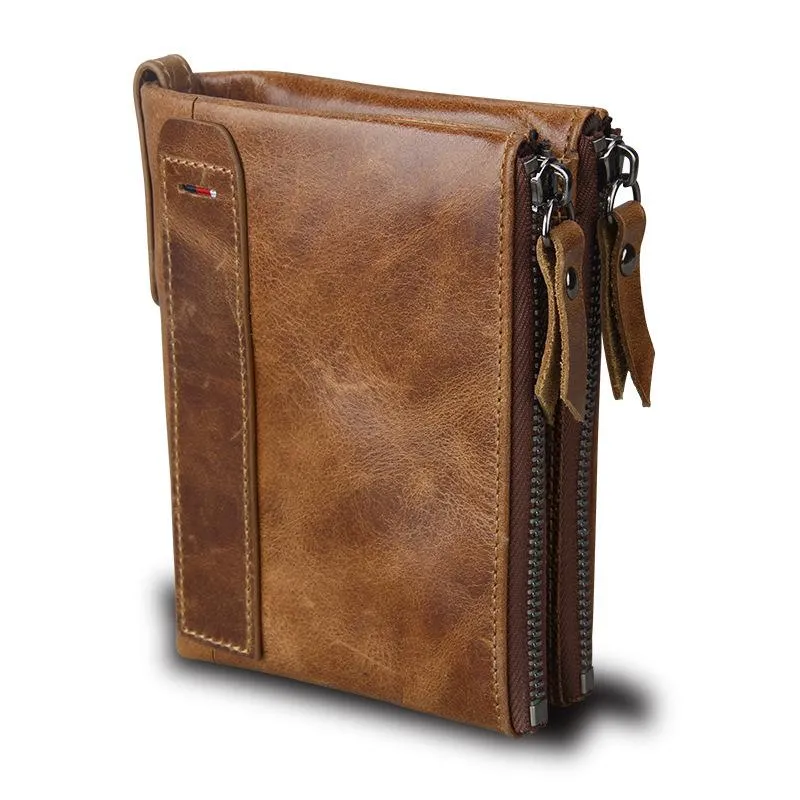 Genuine Leather Zipper Wallet - 5 Colors