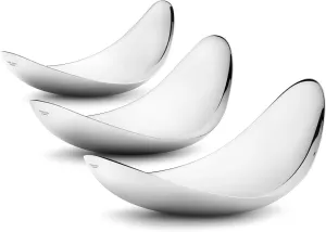 Georg Jensen Leaf Mirror Dish Set 3 Pcs
