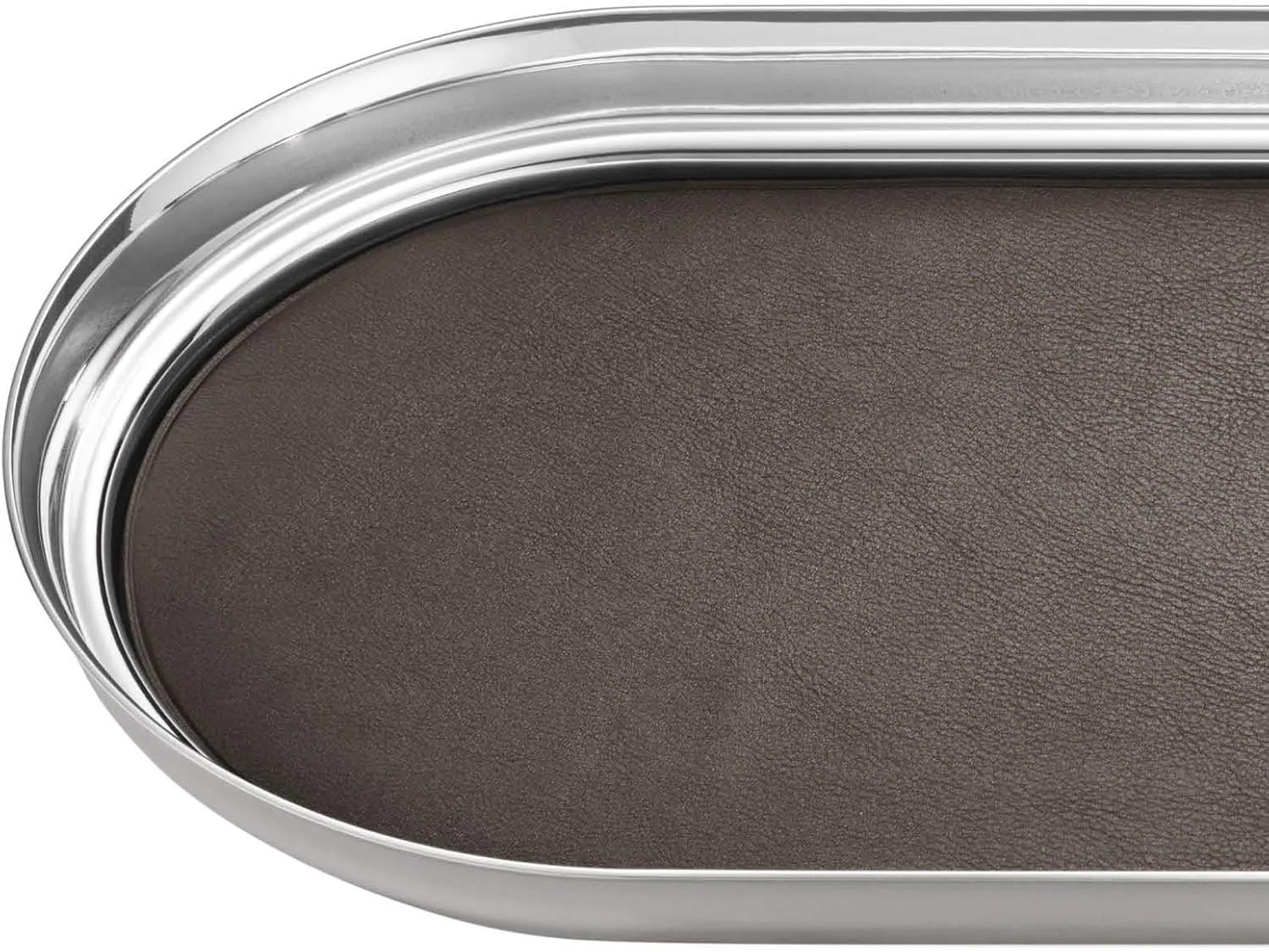 Georg Jensen Manhattan Tray, Stainless Steel & Leather Inlay, 35 cm