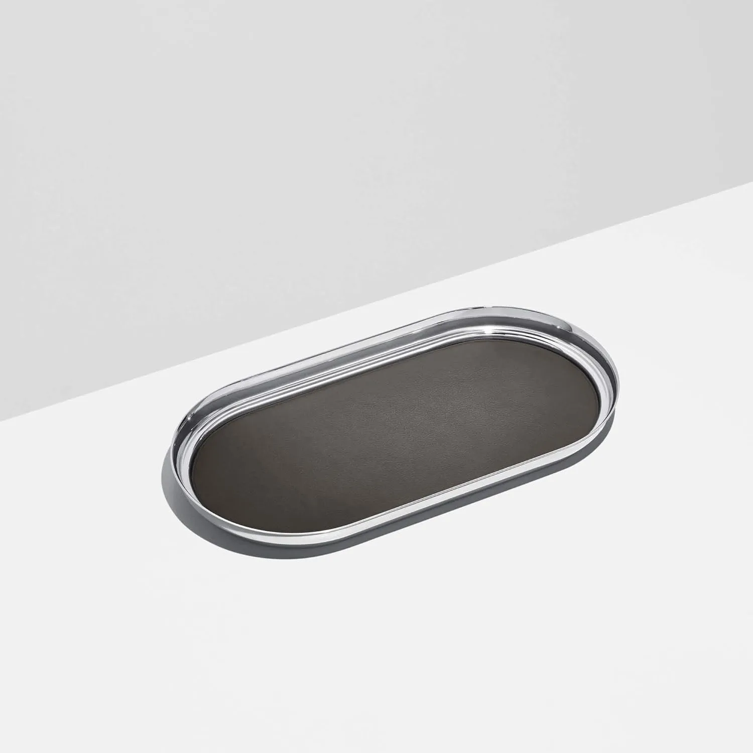 Georg Jensen Manhattan Tray, Stainless Steel & Leather Inlay, 35 cm
