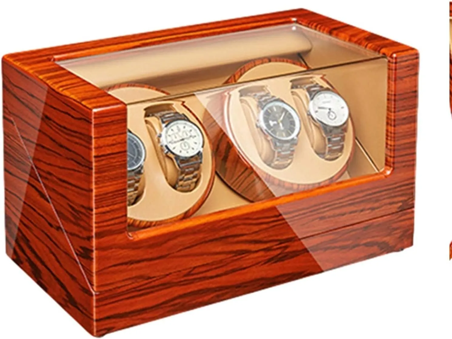 GeRRiT Automatic Watch Winder Box,Wood Shell Piano Paint Exterior Flexible Watch Pillows for Man Women Watches Watch Winder Case Accessories