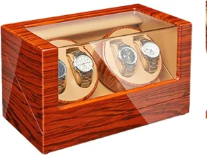 GeRRiT Automatic Watch Winder Box,Wood Shell Piano Paint Exterior Flexible Watch Pillows for Man Women Watches Watch Winder Case Accessories