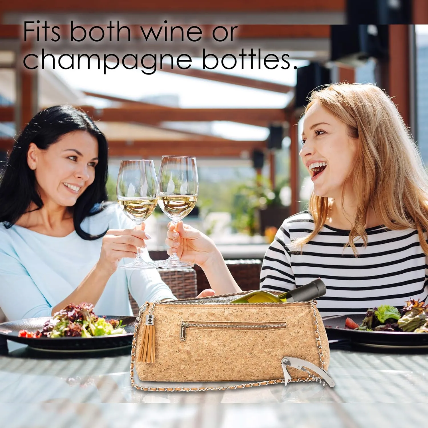 GGWP Single Bottle Wine Purse | Thermal Insulated Clutch Tote for Women (Cork)