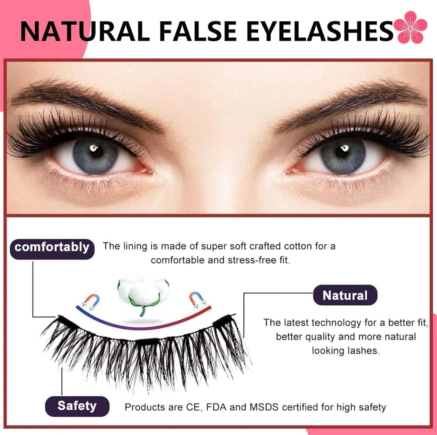 Gianni Magnetic Lashes with Clamp Magnetic Eyelashes Natural Look Clear Band Wispy Reusable Magnetic Eyelashes No Glue Needed Magnetic Lashes Without Eyeliner False Eyelashes (Natural)