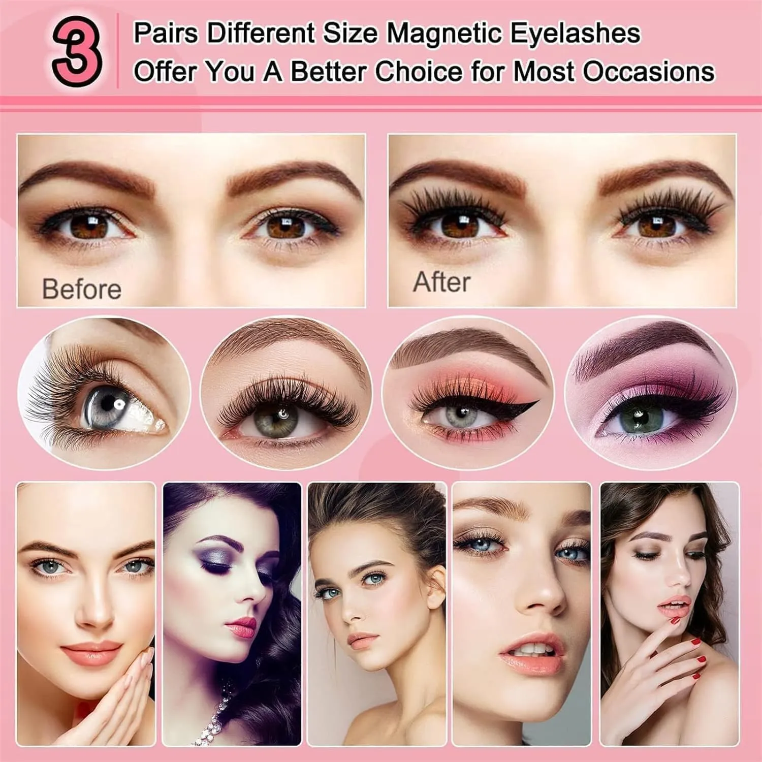 Gianni Magnetic Lashes with Clamp Magnetic Eyelashes Natural Look Clear Band Wispy Reusable Magnetic Eyelashes No Glue Needed Magnetic Lashes Without Eyeliner False Eyelashes (Natural)