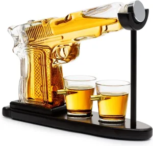 Gifts for Men Dad, 10.1 Oz Whiskey Gun Decanter Set   2 Bullet Glasses - Unique Birthday Pistol Gift Ideas Daughter Son, Personalized Liquor Dispenser - Scotch Bourbon Vodka, Him, Brother Husband