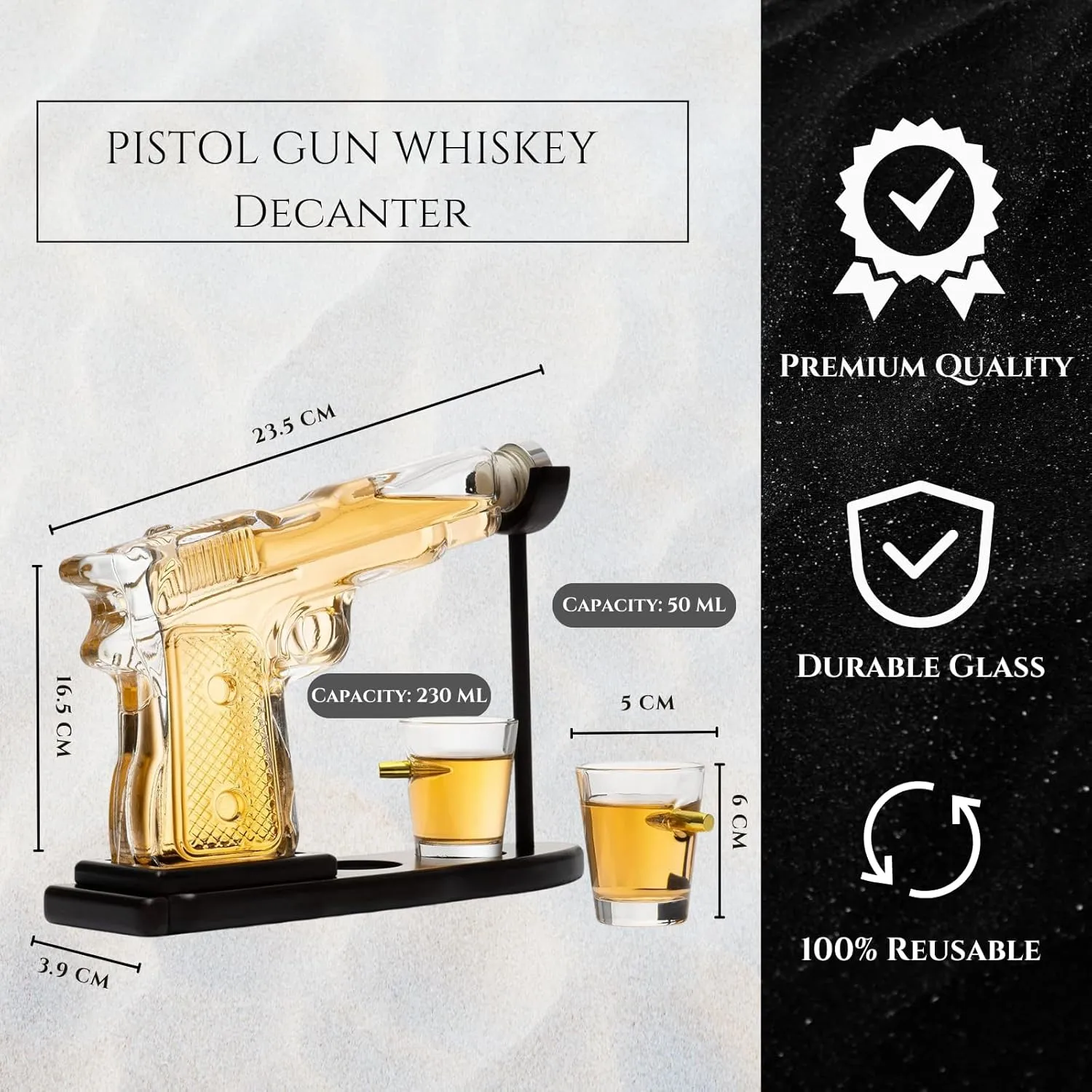 Gifts for Men Dad, 10.1 Oz Whiskey Gun Decanter Set   2 Bullet Glasses - Unique Birthday Pistol Gift Ideas Daughter Son, Personalized Liquor Dispenser - Scotch Bourbon Vodka, Him, Brother Husband