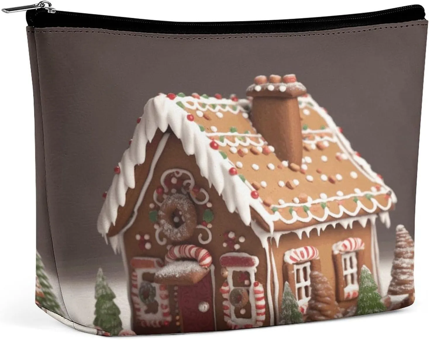 Gingerbread House Travel Makeup Bag Large Toiletry Bag for Women Waterproof Cosmetic Bags for Purse Portable Makeup Organizer Bags Cute Zipper Pouch Cosmetic Pouch Funny Travel Makeupbag