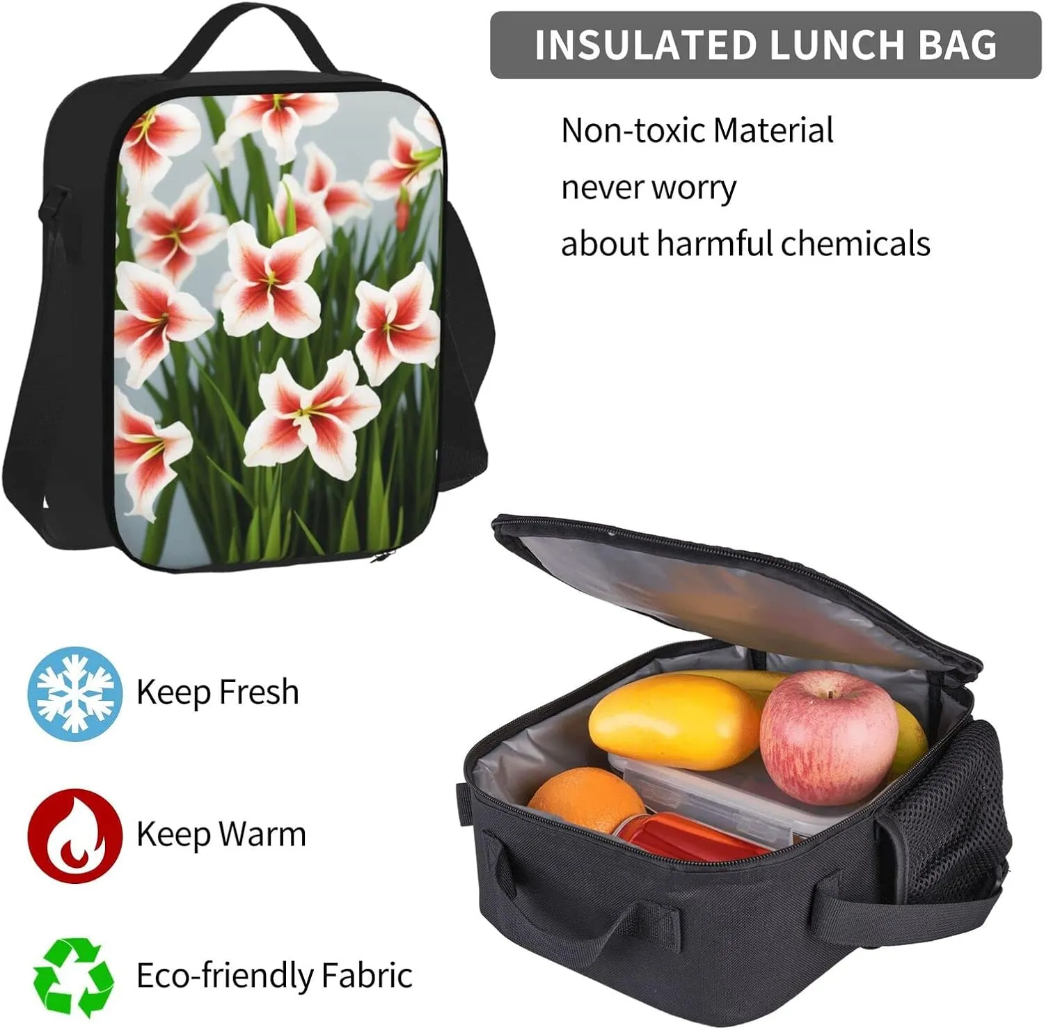 Gladioluses Three-Piece Backpack Set With Pocket Backpack Cross-Body Lunch Bag Pen Bag For Travel Daypack