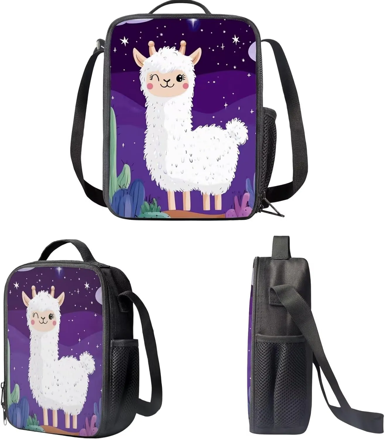 GLENLCWE Alpaca Kids Backpack for Girls Boys 3Piece School Bookbag   Lunch Bag   Pencil Box Lightweight Kids Backpack Combo Kit 3 Pieces