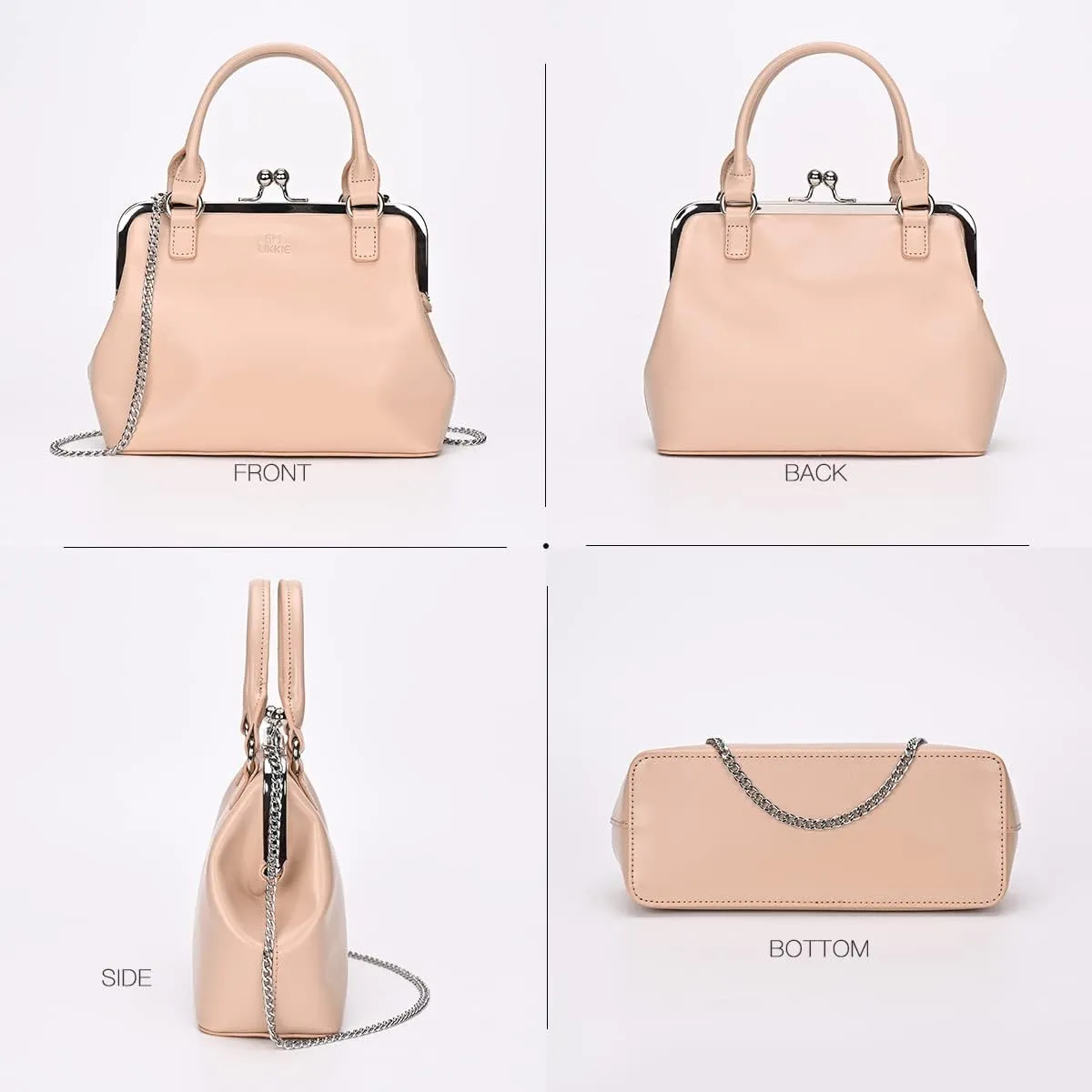 GM LIKKIE Kiss Lock Purses and Handbags, Vintage PU Leather Clutch Purses for Women, Top Handle Evening Handbag