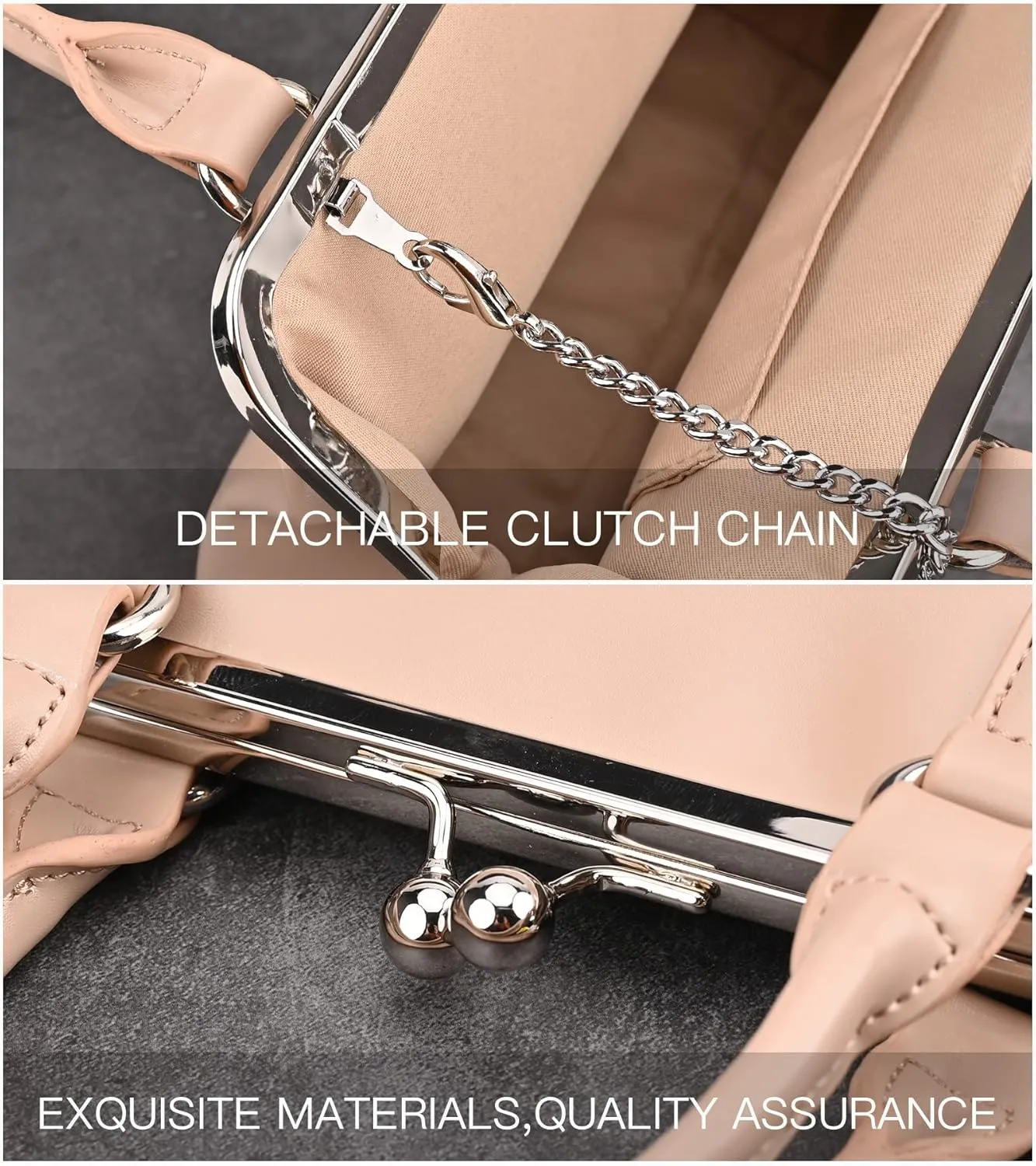 GM LIKKIE Kiss Lock Purses and Handbags, Vintage PU Leather Clutch Purses for Women, Top Handle Evening Handbag