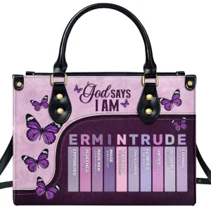 God Says I Am Hand Bag, God Says I Am Personalized Leather Handbag, Bible Verse Leather Handbag, God Says I Am Handbag, Christian Gifts Religious Gifts for Girls Women Mom Grandma, God Says I Am Gifts
