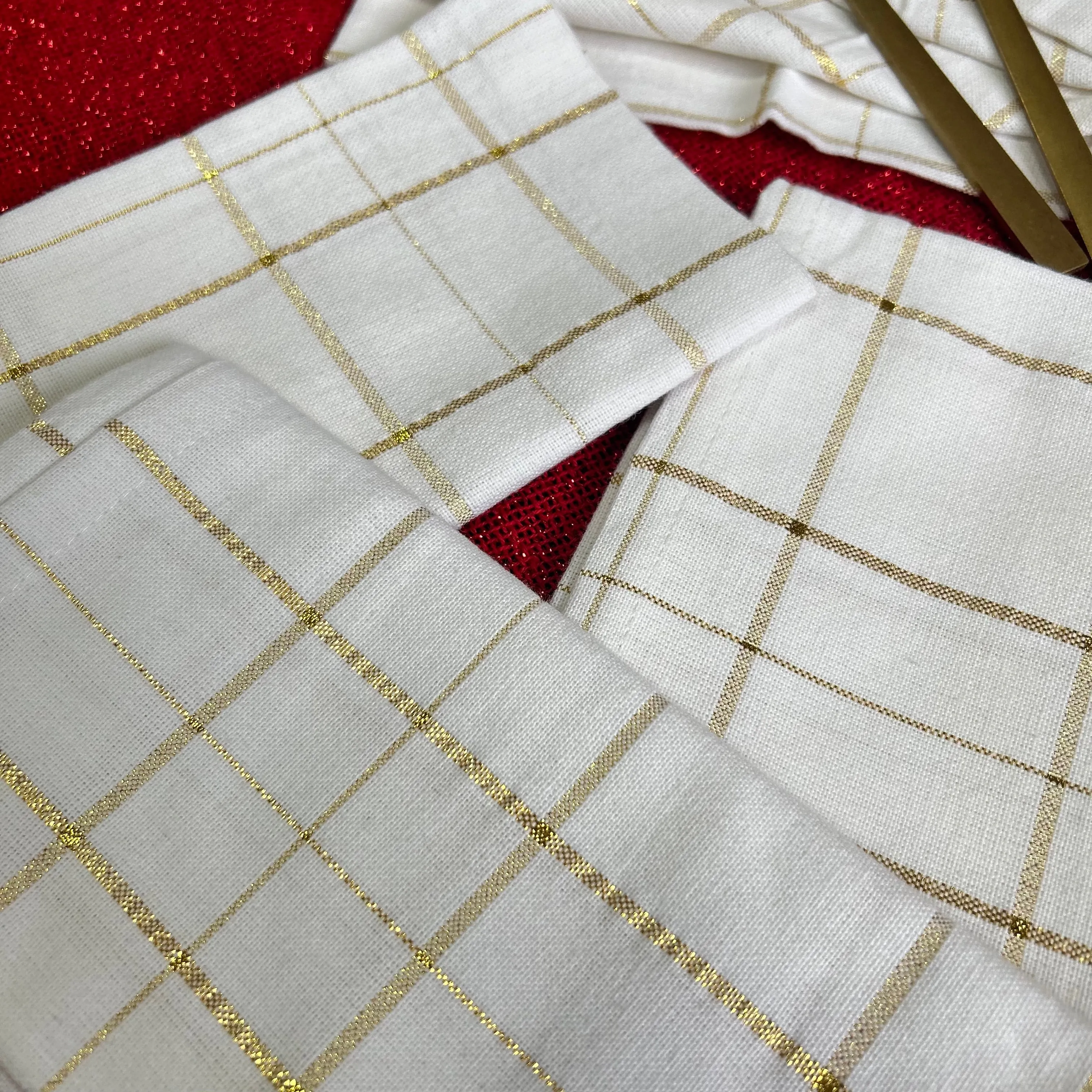 Gold Check Napkin Set