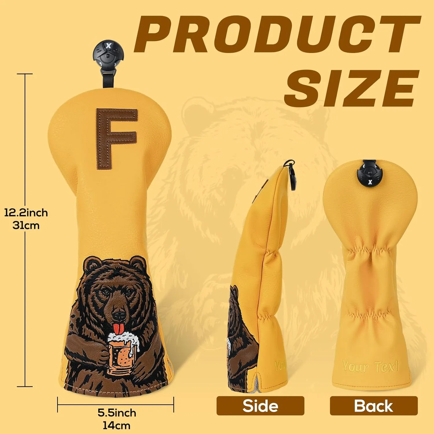 Golf Club Head Cover Golf Head Cover Driver Headcover Fairway Wood Headcover Hybrid Club Head Cover Golf Blade Mallet Putter Cover Beer Bear