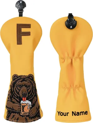 Golf Club Head Cover Golf Head Cover Driver Headcover Fairway Wood Headcover Hybrid Club Head Cover Golf Blade Mallet Putter Cover Beer Bear
