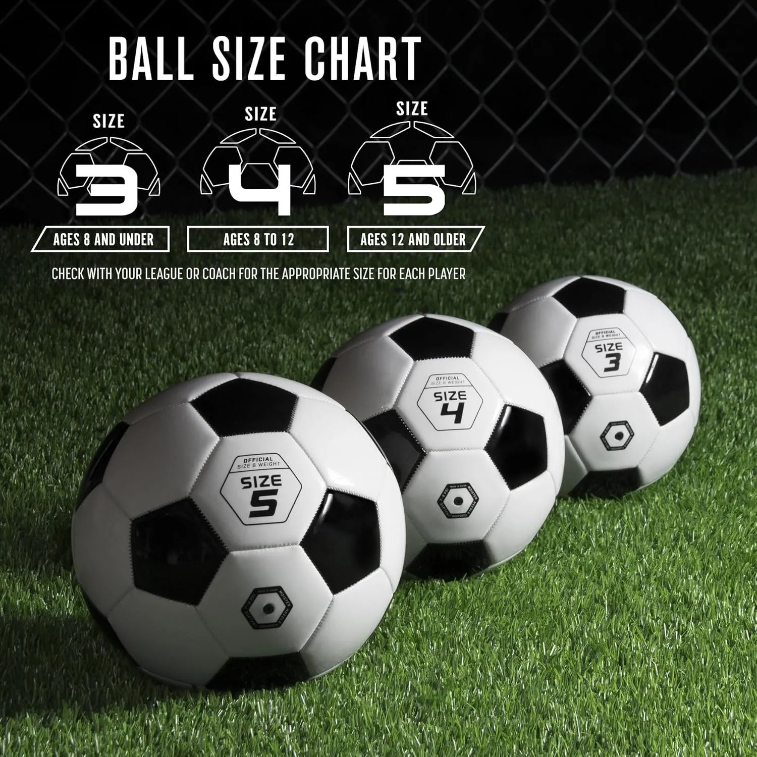 GoSports Classic Black and White Soccer Balls - Single or 6 Pack - Sizes 3, 4, 5 with Ball Pump