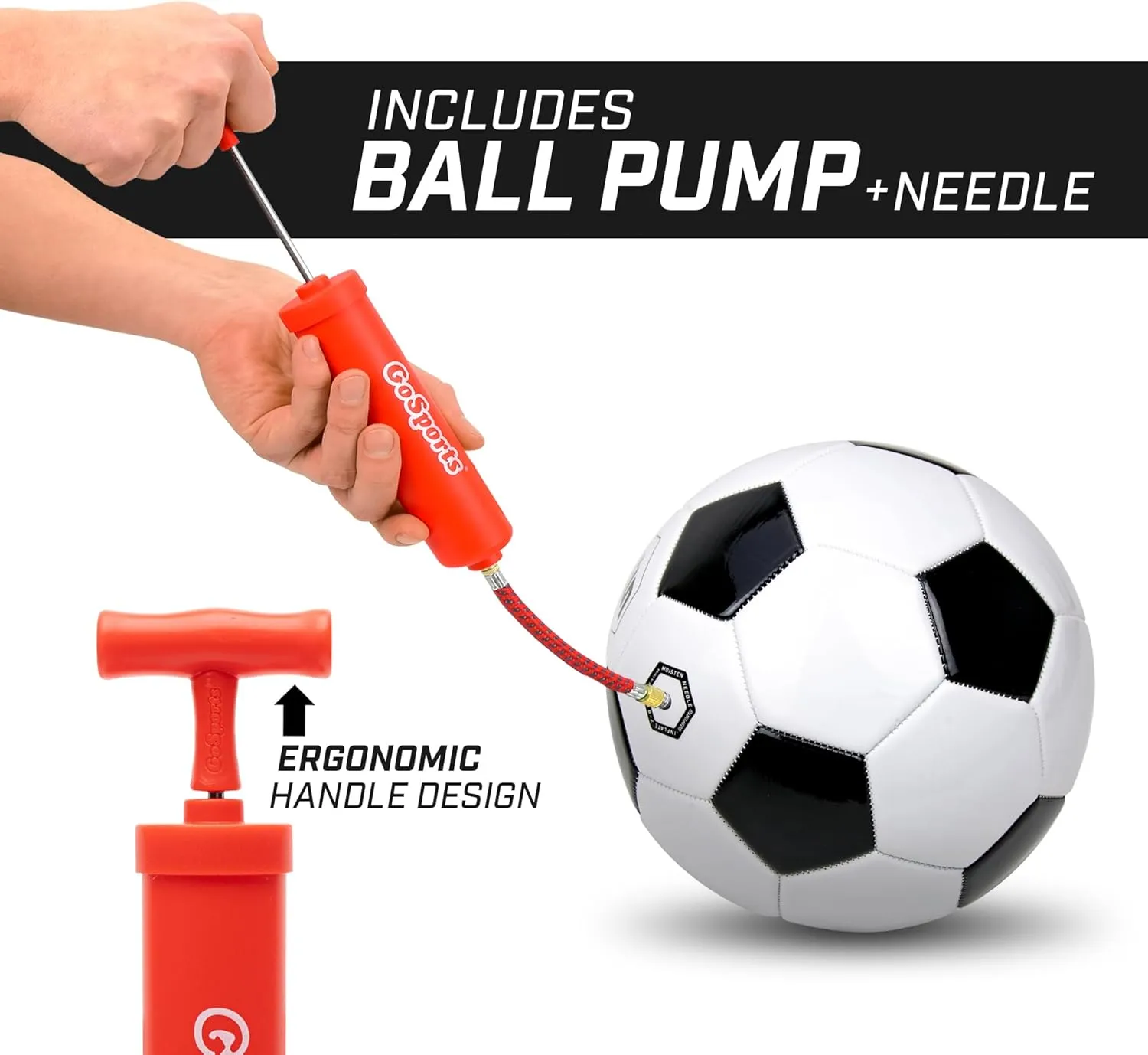 GoSports Classic Black and White Soccer Balls - Single or 6 Pack - Sizes 3, 4, 5 with Ball Pump
