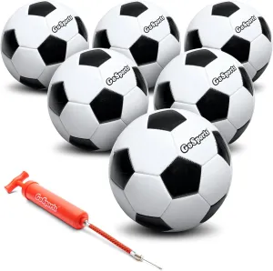 GoSports Classic Black and White Soccer Balls - Single or 6 Pack - Sizes 3, 4, 5 with Ball Pump
