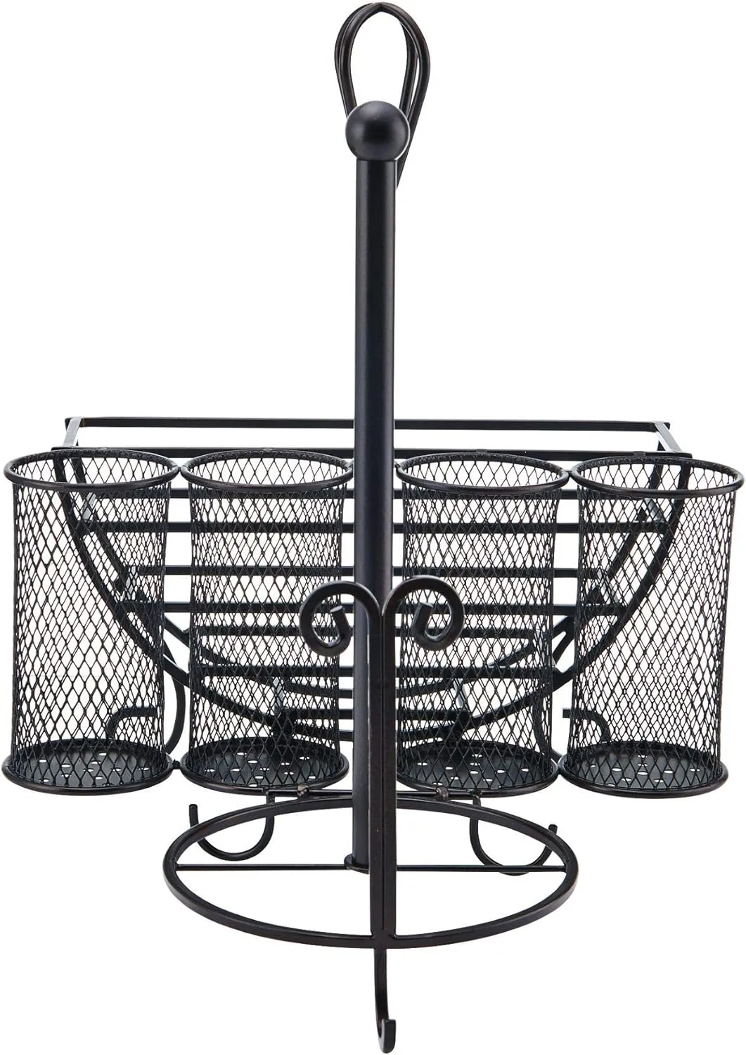 Gourmet Basics by Mikasa Avilla Picnic Plate Napkin and Flatware Storage Caddy with Paper Towel Holder, Antique Black