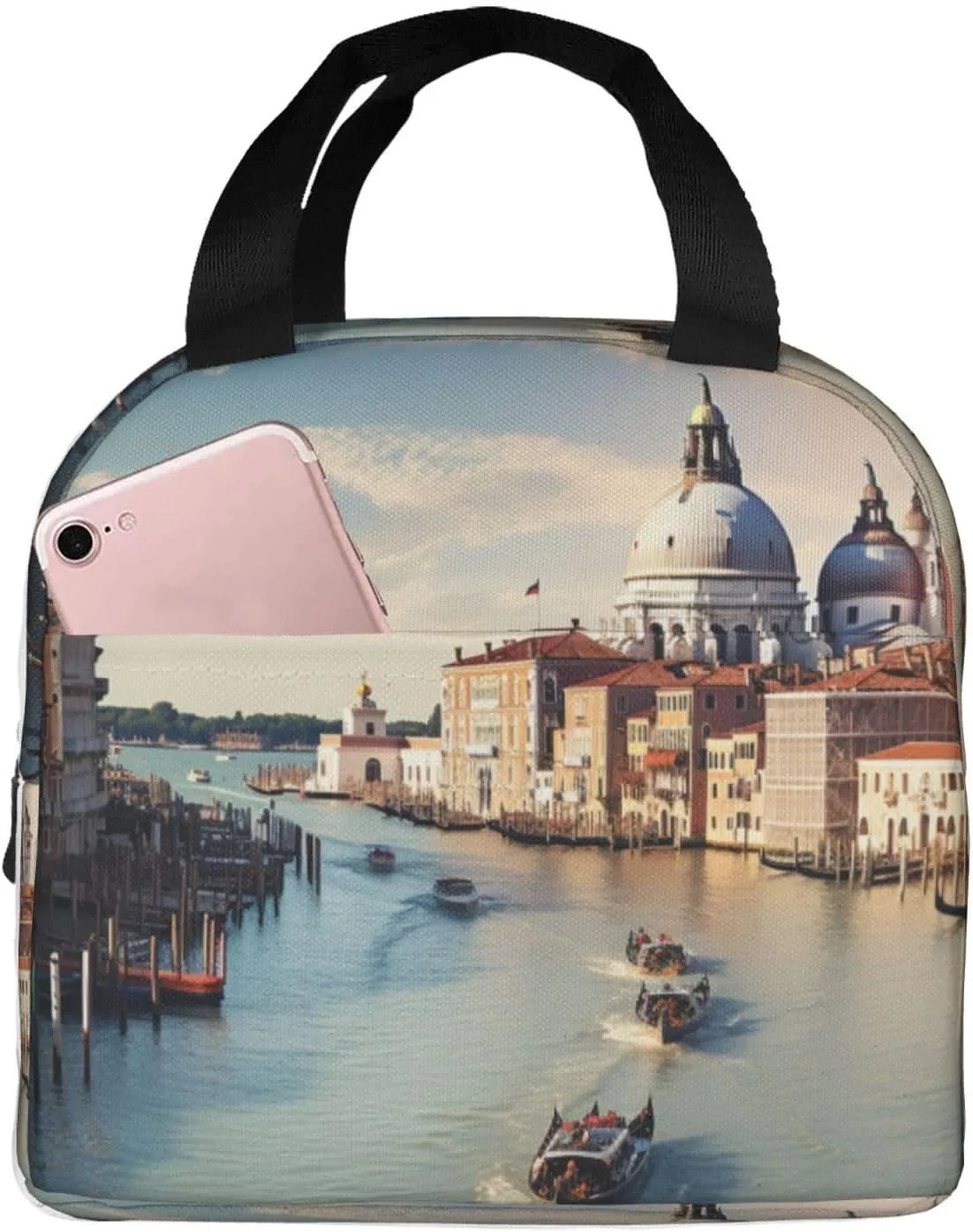Grand Canal Print Portable Lunch Tote Bag Reusable Lunch Box For Men Or Women Perfect For Office/Picnic/Travel