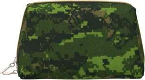 Green Army Digital Camouflage Toiletry Pouch, Travel-Friendly Makeup Organizer For Makeup Brushes, Lipsticks