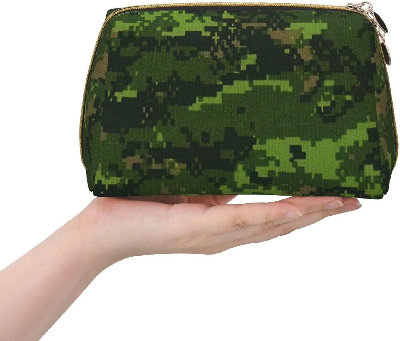 Green Army Digital Camouflage Toiletry Pouch, Travel-Friendly Makeup Organizer For Makeup Brushes, Lipsticks