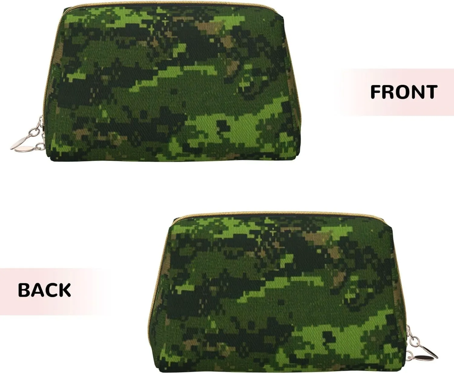 Green Army Digital Camouflage Toiletry Pouch, Travel-Friendly Makeup Organizer For Makeup Brushes, Lipsticks