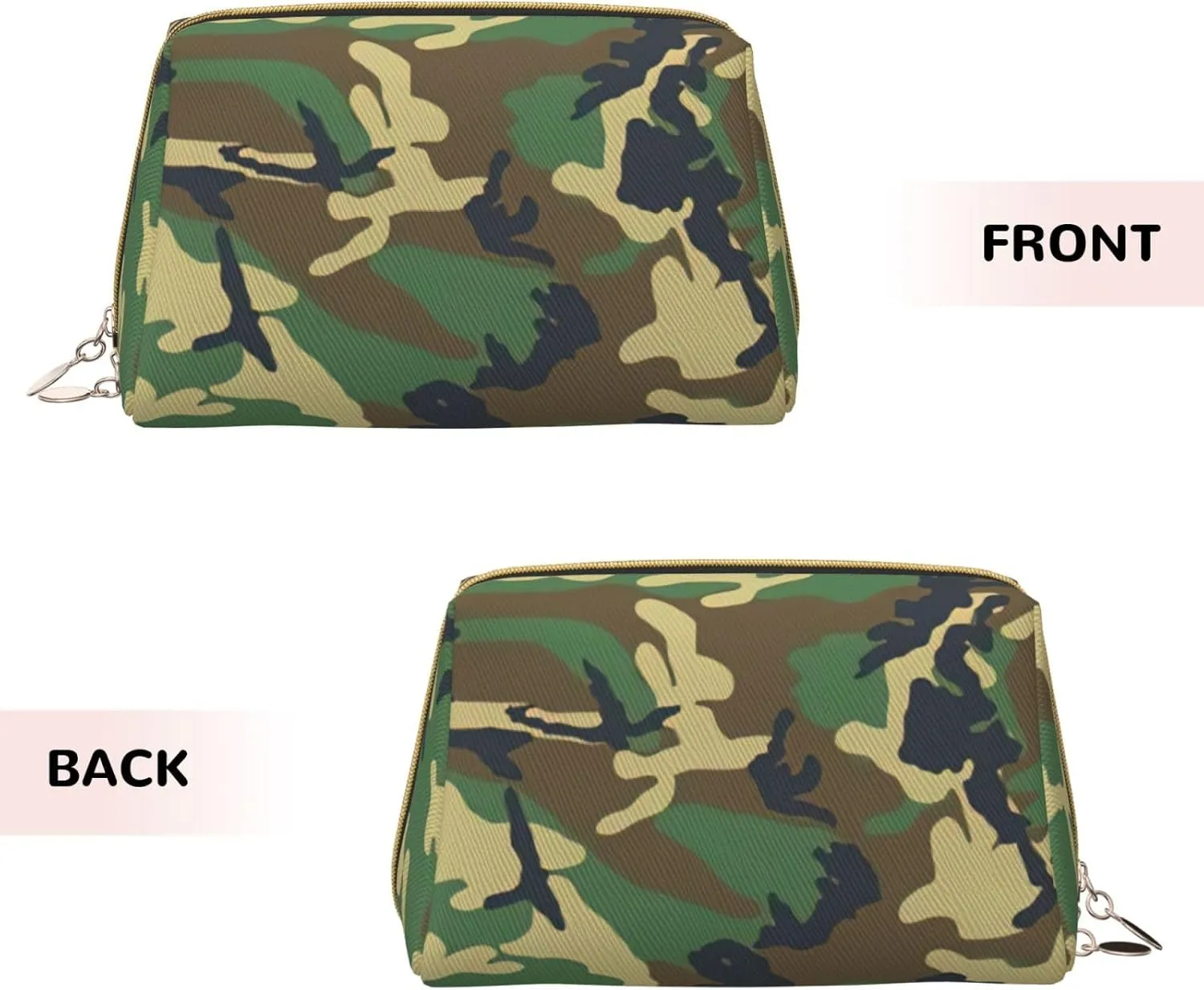 Green Military Camo Toiletry Pouch, Travel-Friendly Makeup Organizer For Makeup Brushes, Lipsticks