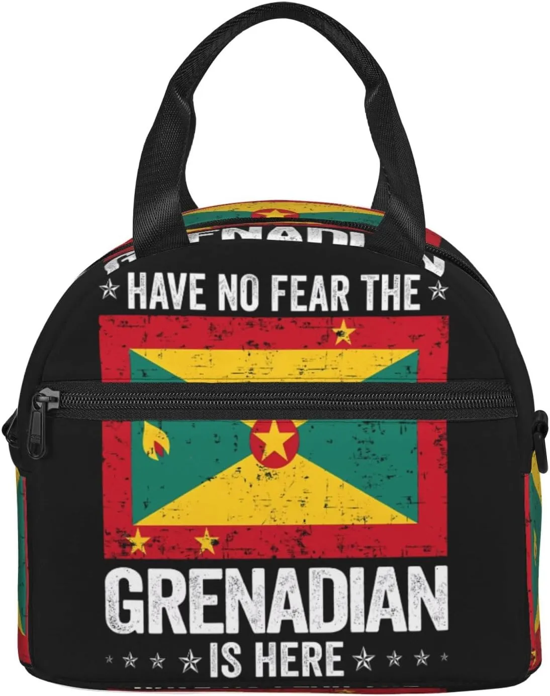 Grenada Flag Have No Fear The Grenadian Lunch Bag Portable Lunch Box Reusable Insulated Tote Bags Cooler Meal Organizer with Removable Shoulder Strap for Office Picnic Hiking