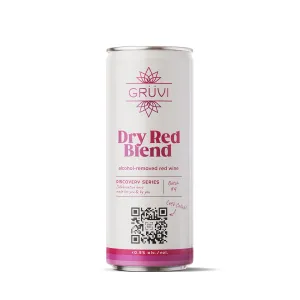 Gruvi Award Winning Non-Alcoholic Wine, Dry Red Blend, Fruity and Bold, 45 Calories, Gluten Free, 8.4 fl oz, Pack of 24